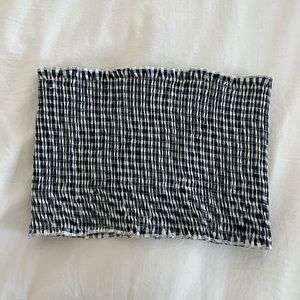 Ruby and Jenna Black and White ruched crop top